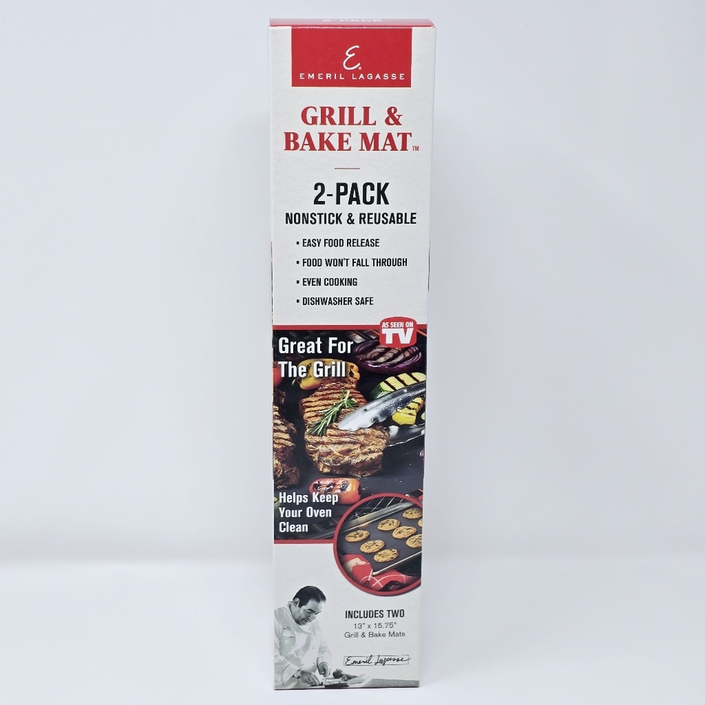 New 2 Pack Emeril Lagasse Grill and Bake Mat Nonstick Reusable Dishwasher Safe
